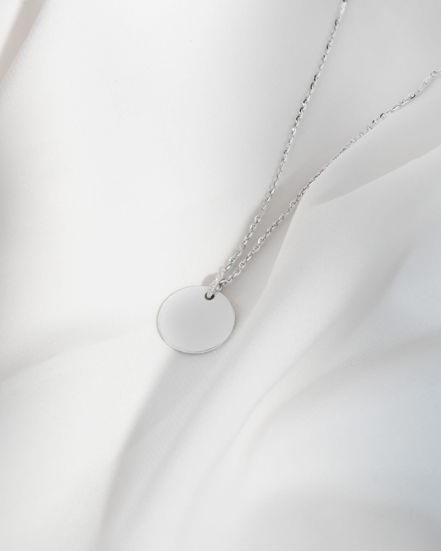 Engraving plates necklace pendant zirconia round