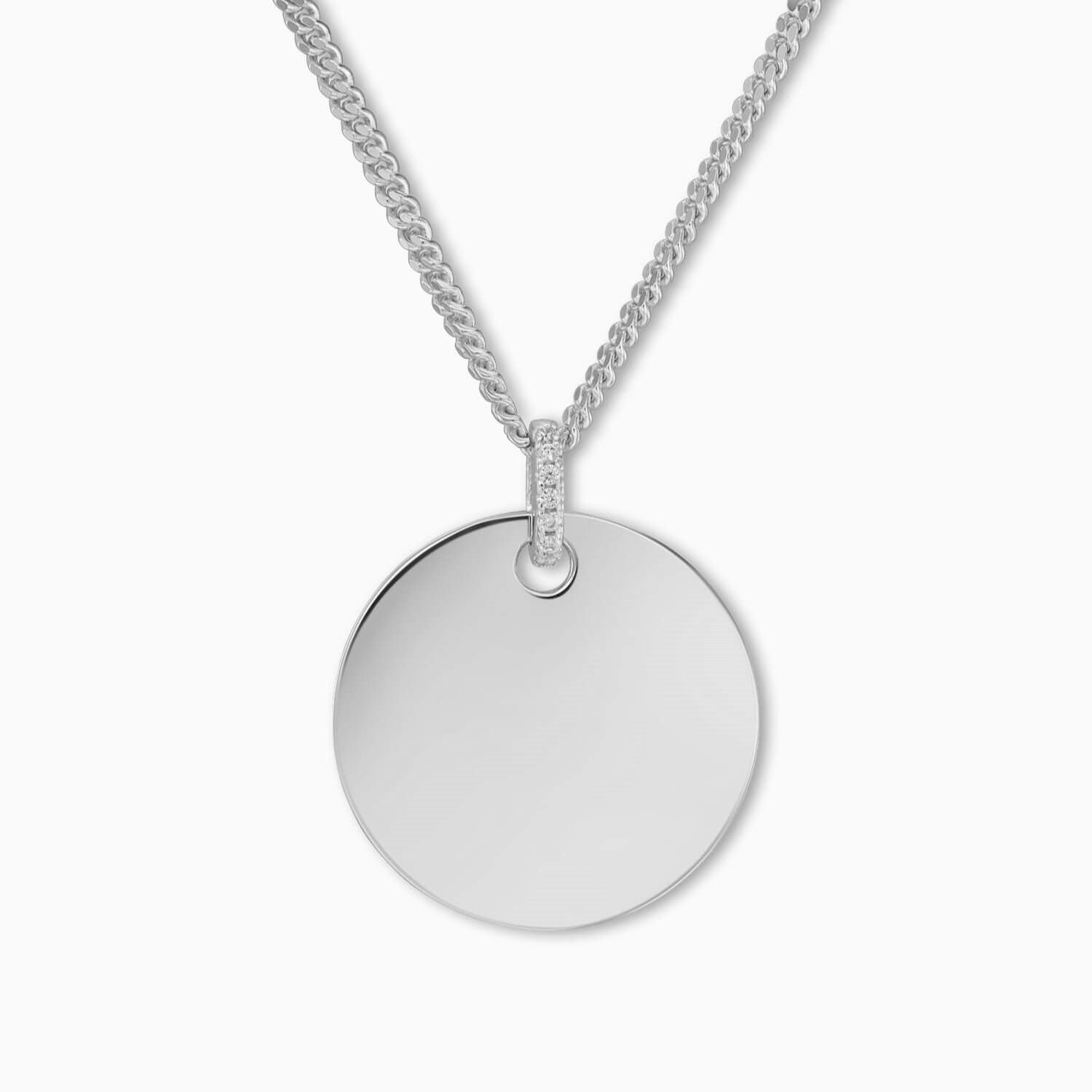 Round pendant necklaces for children/babies - 925 silver rhodium-plated