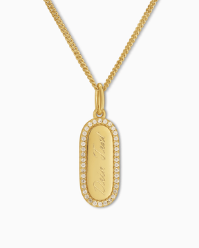 Engraving plates necklace pendant zirconia