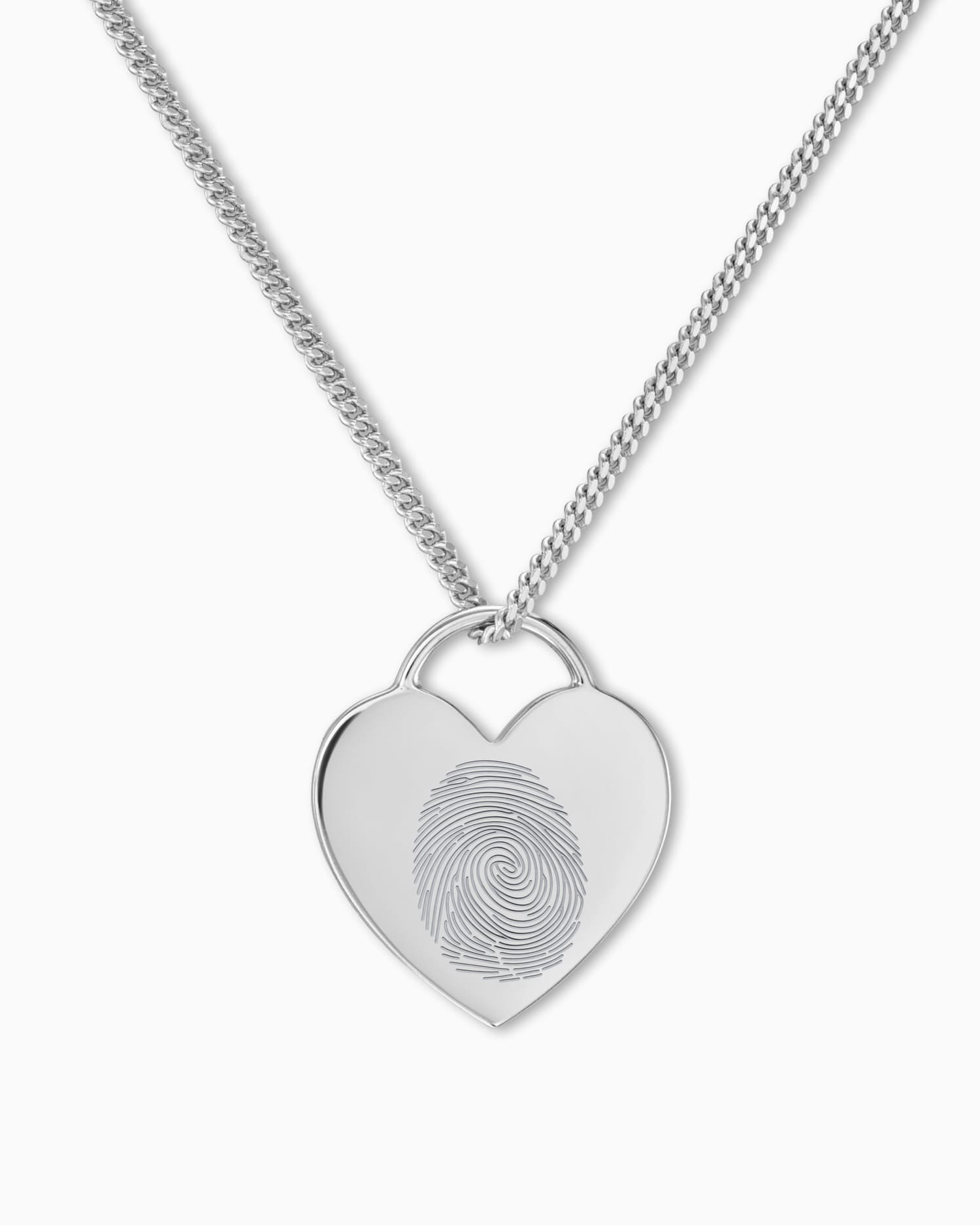 Fingerprint heart necklace engraving plate pendant