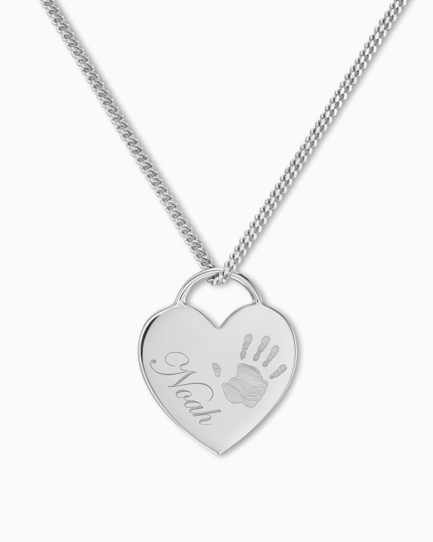 Handprint heart necklace engraving plate pendant