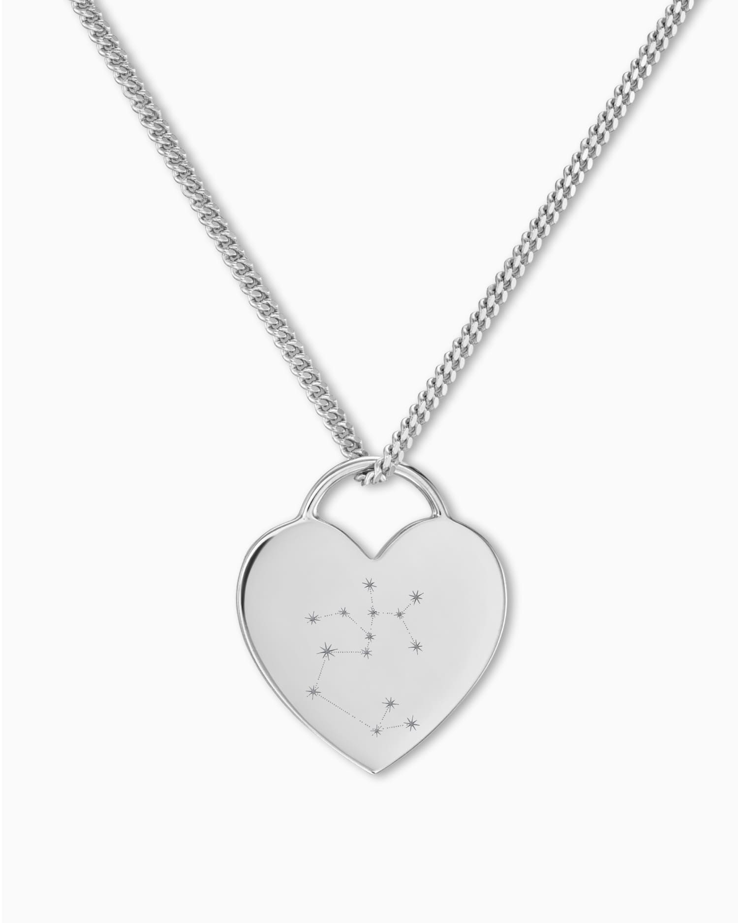 Star sign heart necklace engraving plate pendant