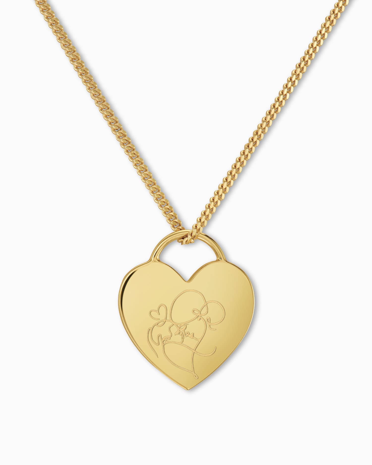 Graphic uploud heart necklace engraving plate pendant