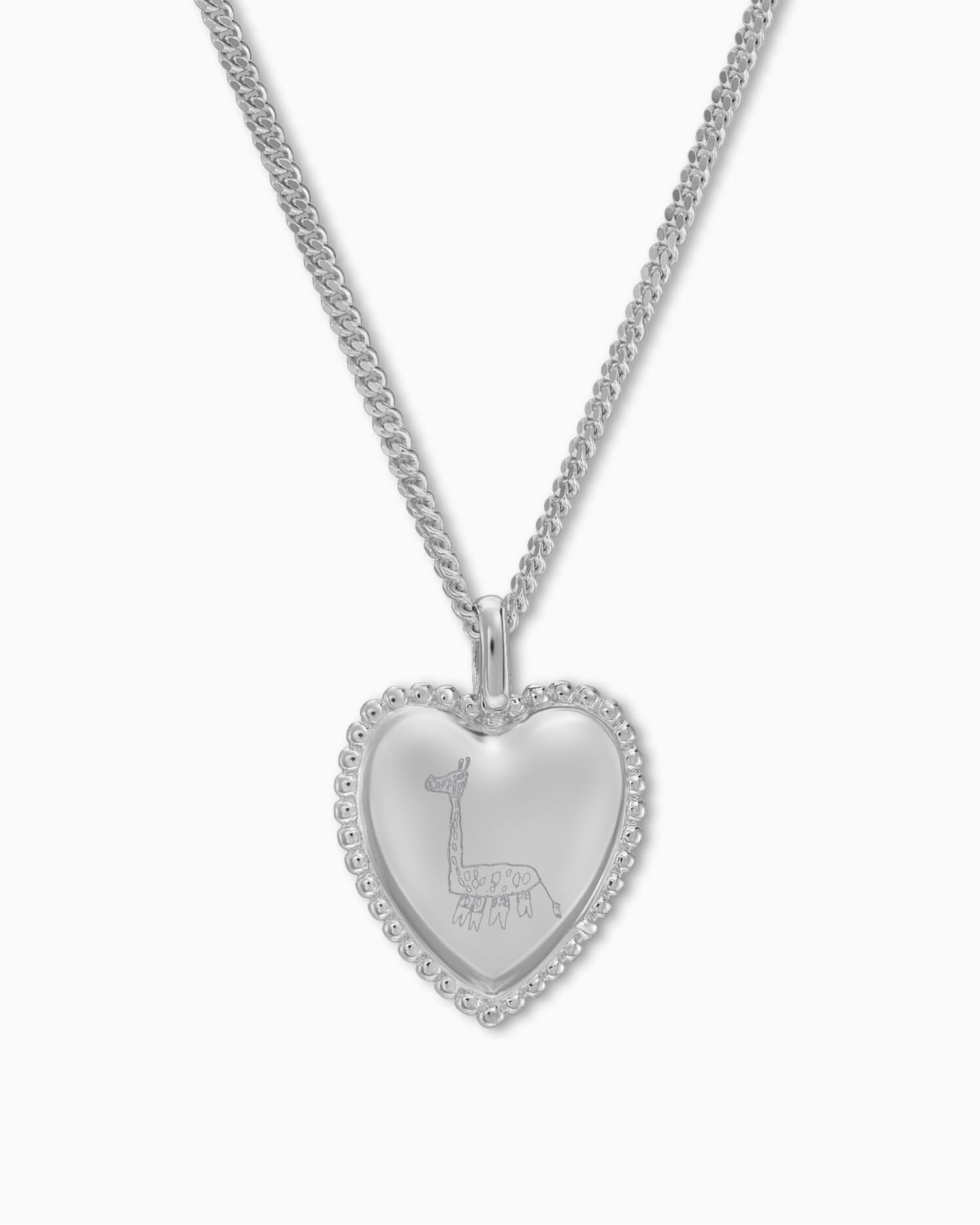 Own drawing heart necklace engraving plate pendant