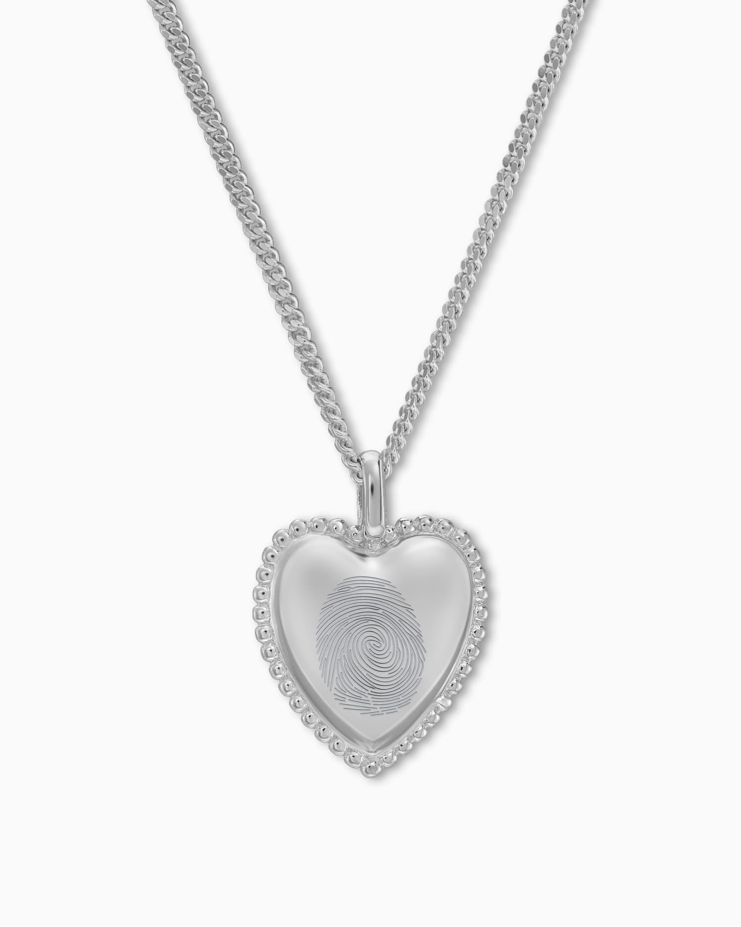 Fingerprint heart necklace engraving plate pendant