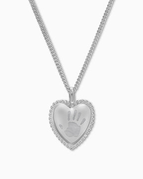 Handprint heart necklace engraving plate pendant