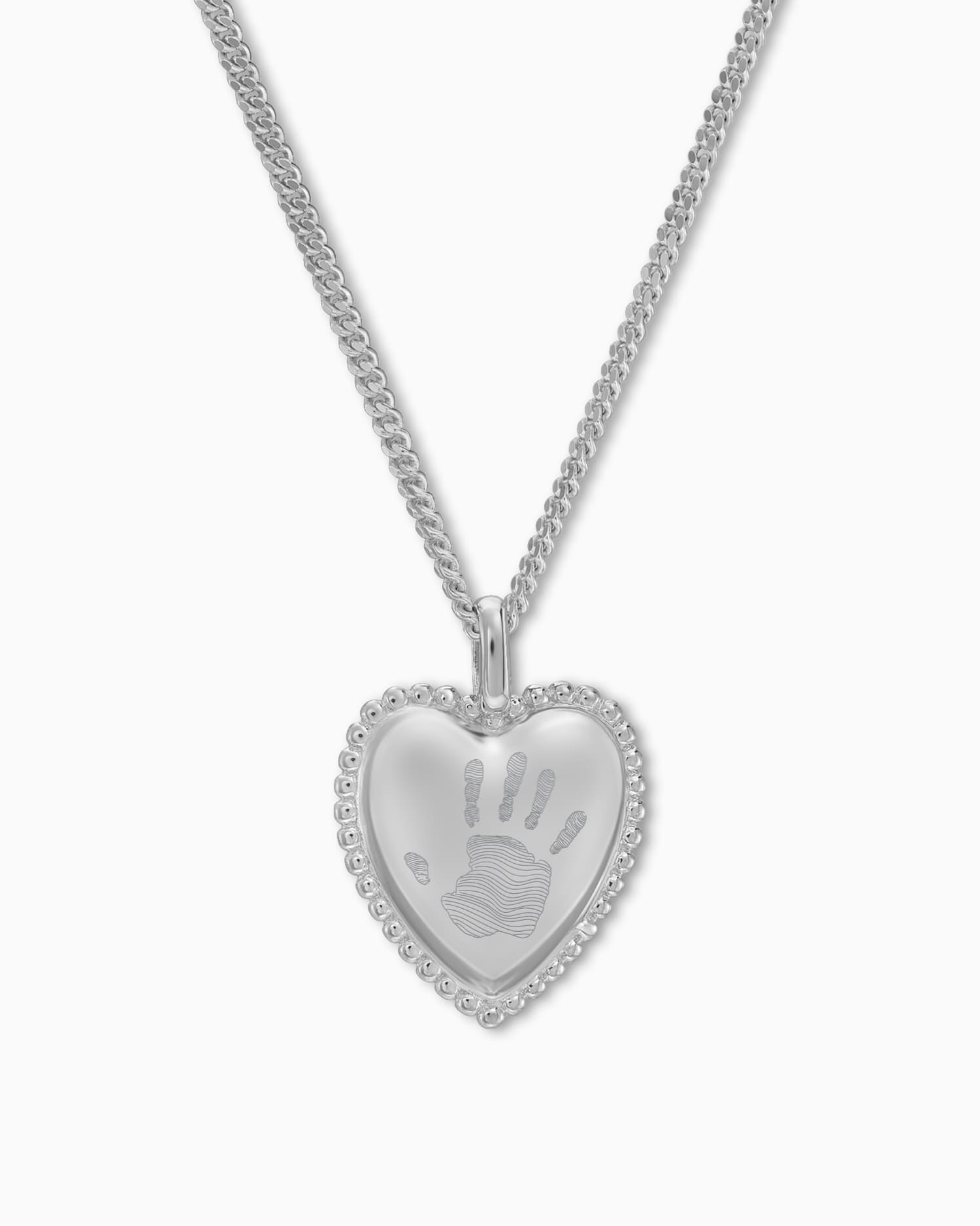 Handprint heart necklace engraving plate pendant