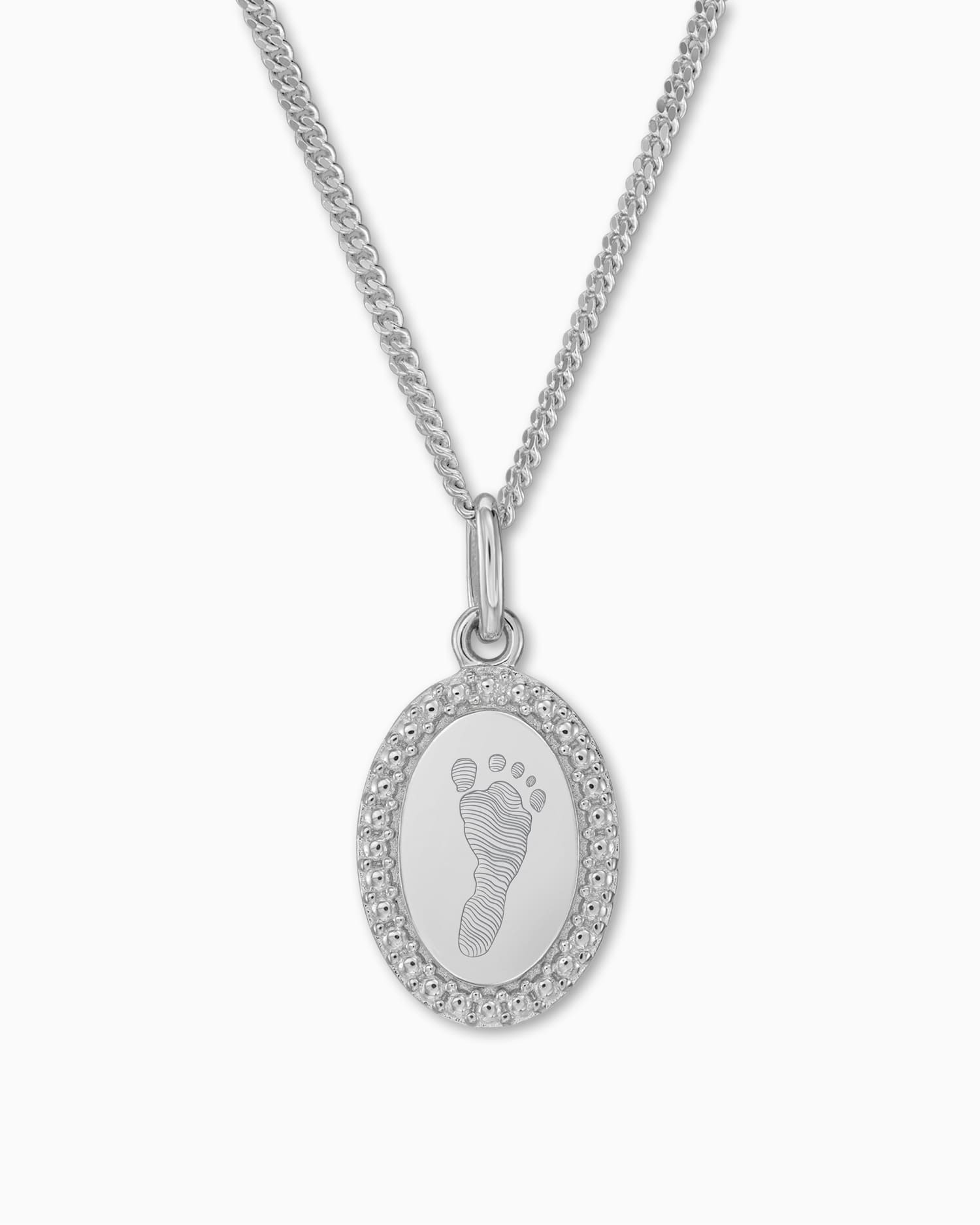 Footprint engraving plates necklace pendant oval
