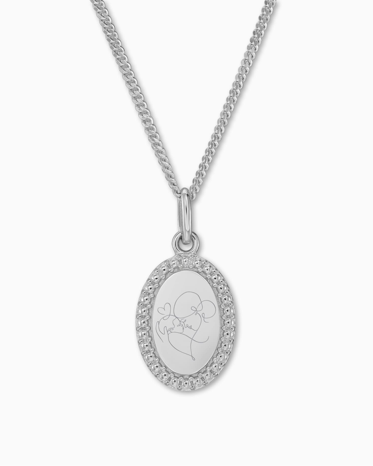 Graphic uploud engraving plates necklace pendant oval