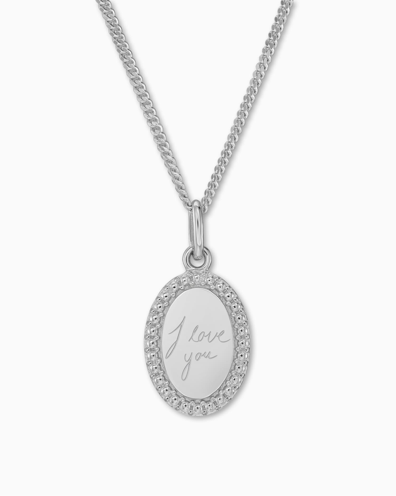 Handwriting Uploud engraving plates necklace pendant oval