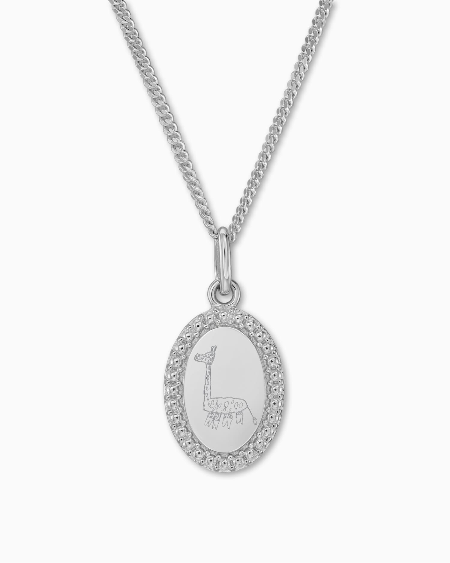 Own drawing engraving plates necklace pendant oval