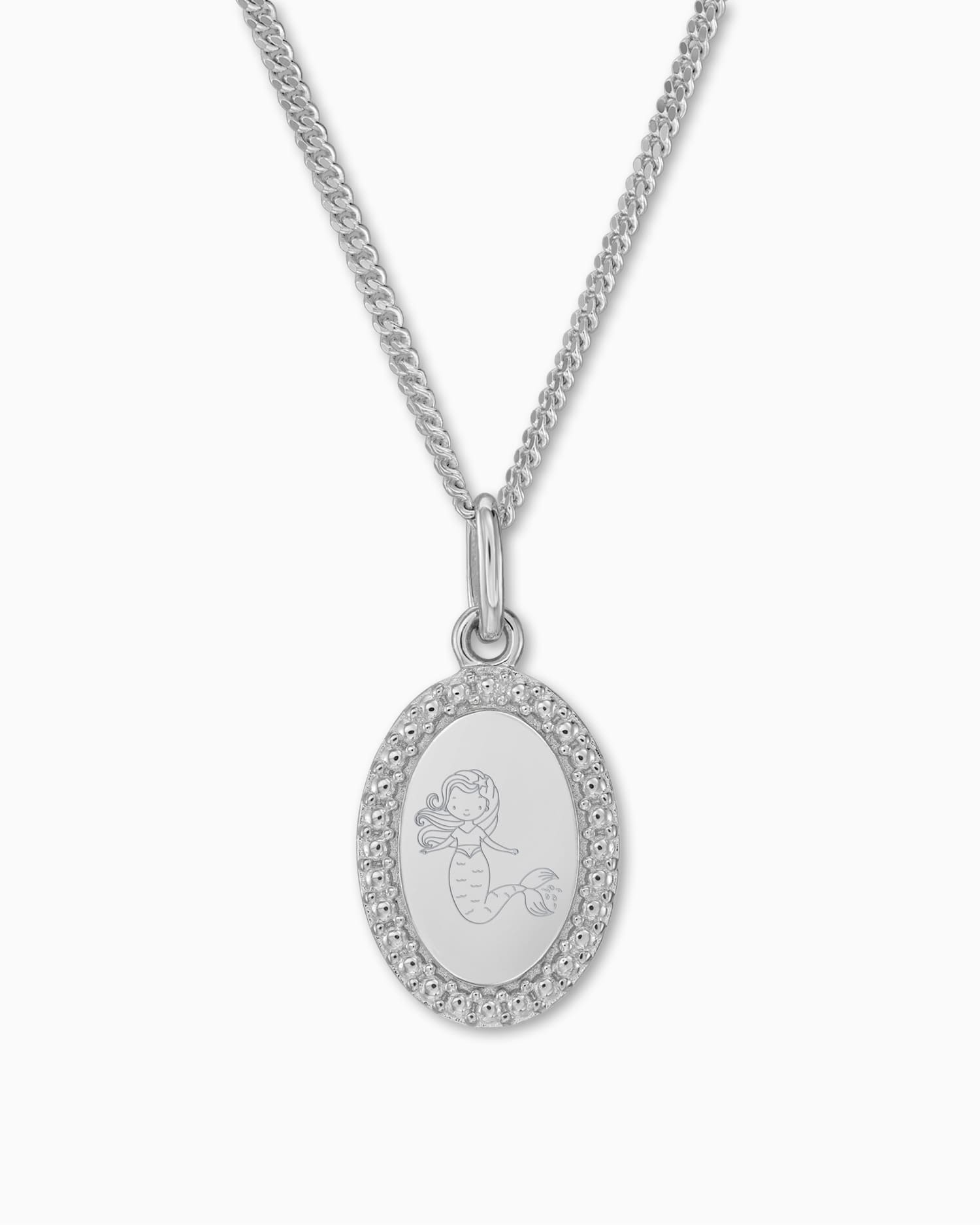Child symbols engraving plates necklace pendant oval
