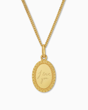 Handwriting Uploud engraving plates necklace pendant oval