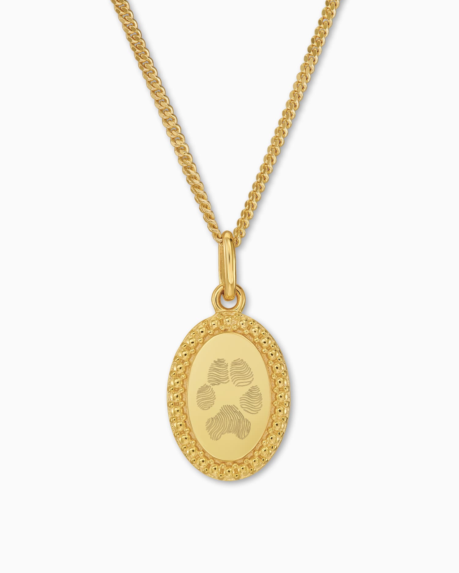 Paw print engraving plates necklace pendant oval