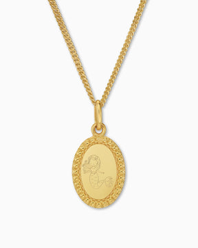 Child symbols engraving plates necklace pendant oval
