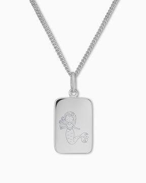 Child symbols engraving plates necklace pendant square