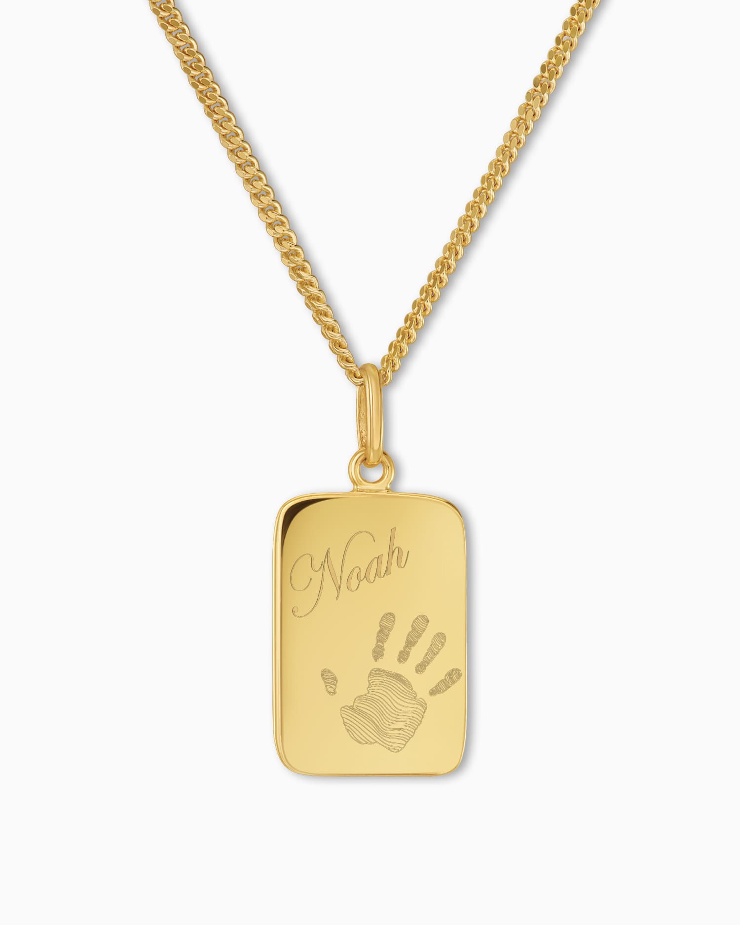 Handprint engraving plates necklace pendant square