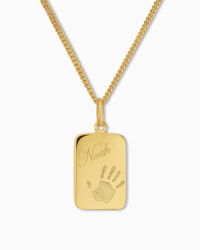 Handprint engraving plates necklace pendant square