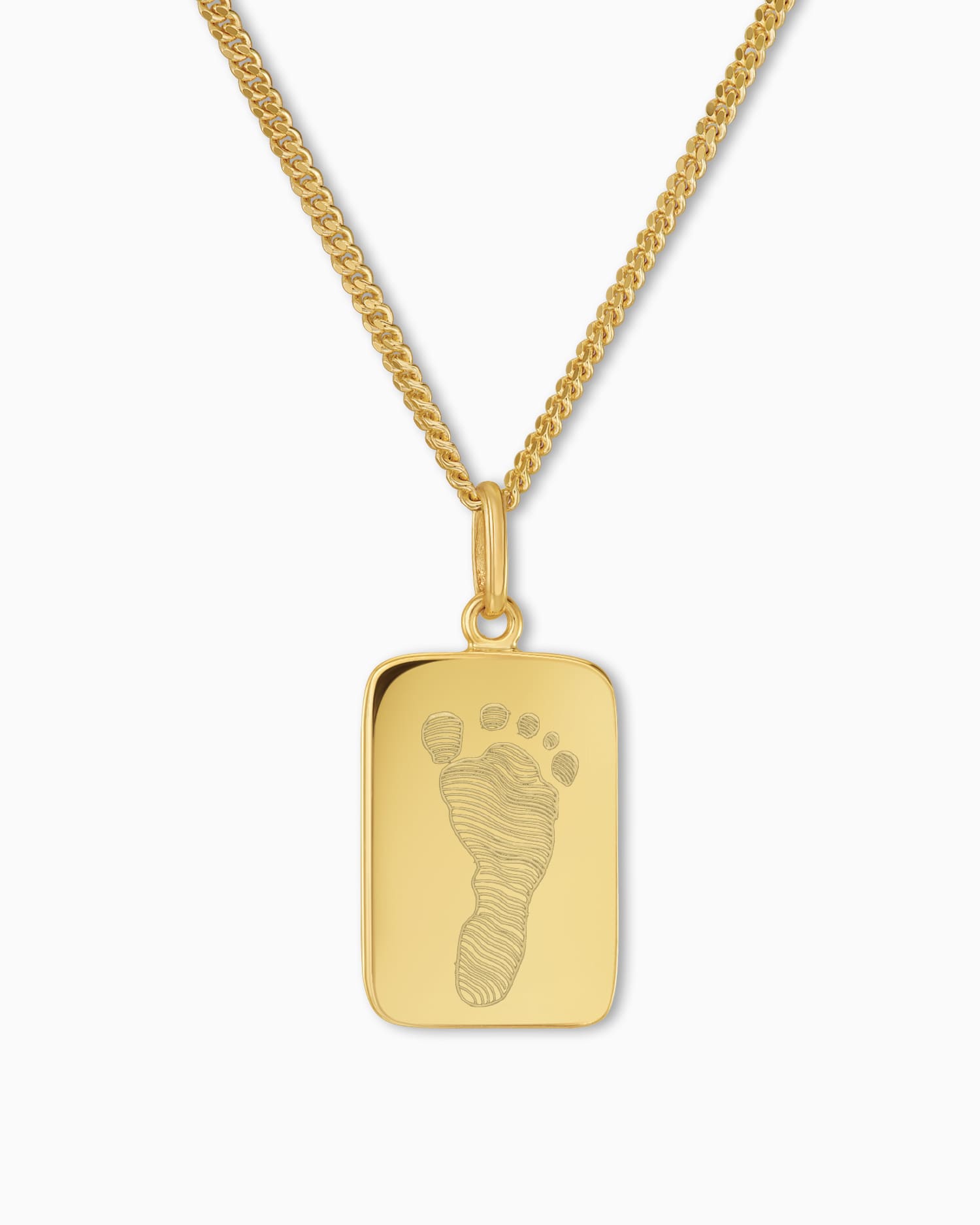 Footprint engraving plates necklace pendant square