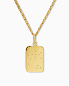 Zodiac sign engraving plates necklace pendant square