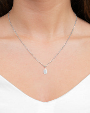 Engraving plates necklace pendant zirconia square
