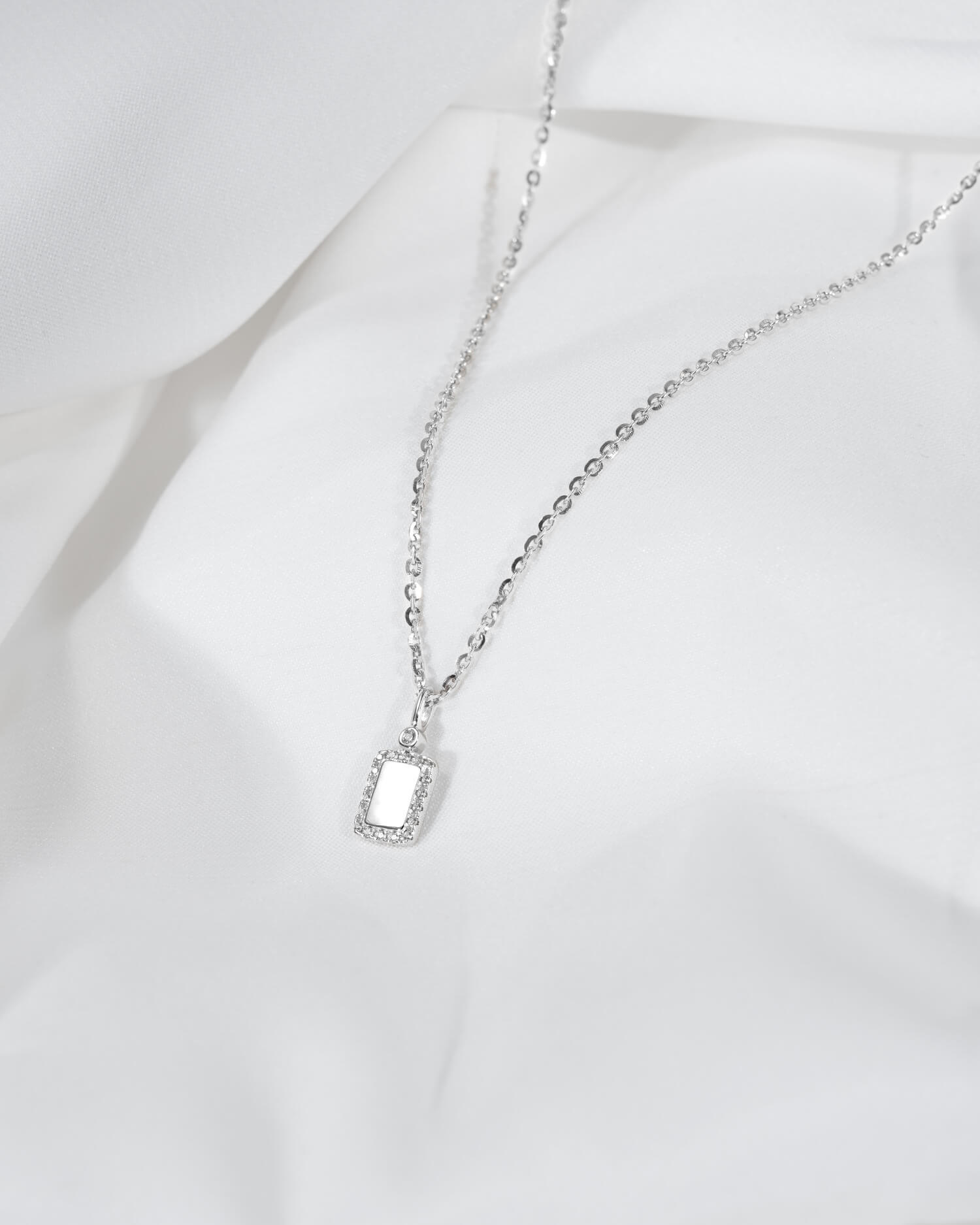 Engraving plates necklace pendant zirconia square