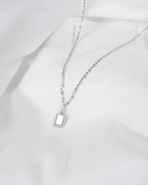 Engraving plates necklace pendant zirconia square
