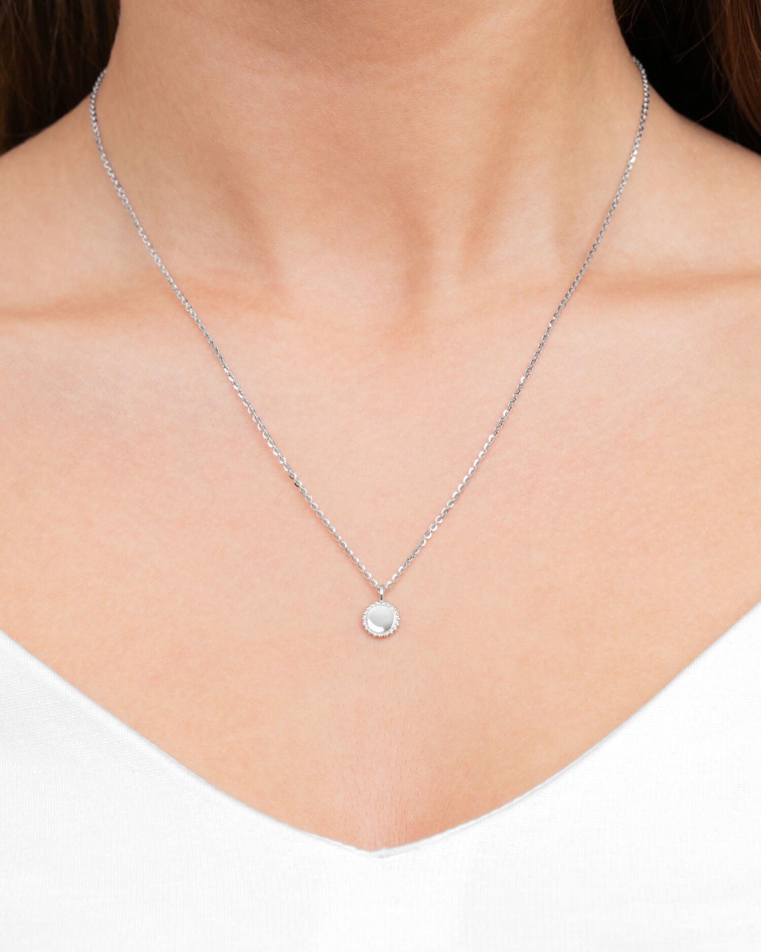 Engraving plates necklace pendant round 8mm
