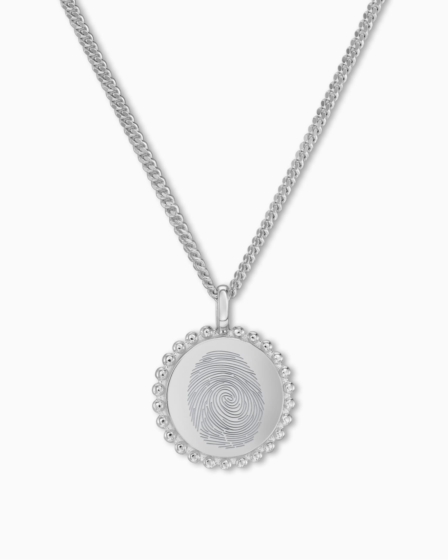 Fingerprint engraving plates necklace pendant round 14mm