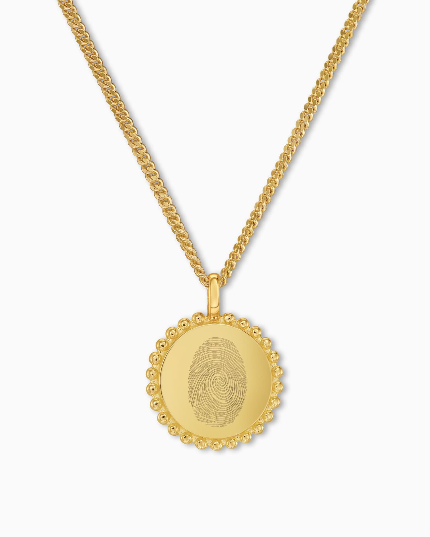 Fingerprint engraving plates necklace pendant round 14mm