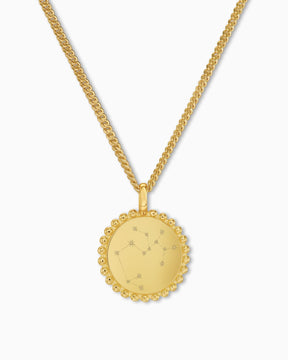 Zodiac sign engraving plates necklace pendant round 14mm