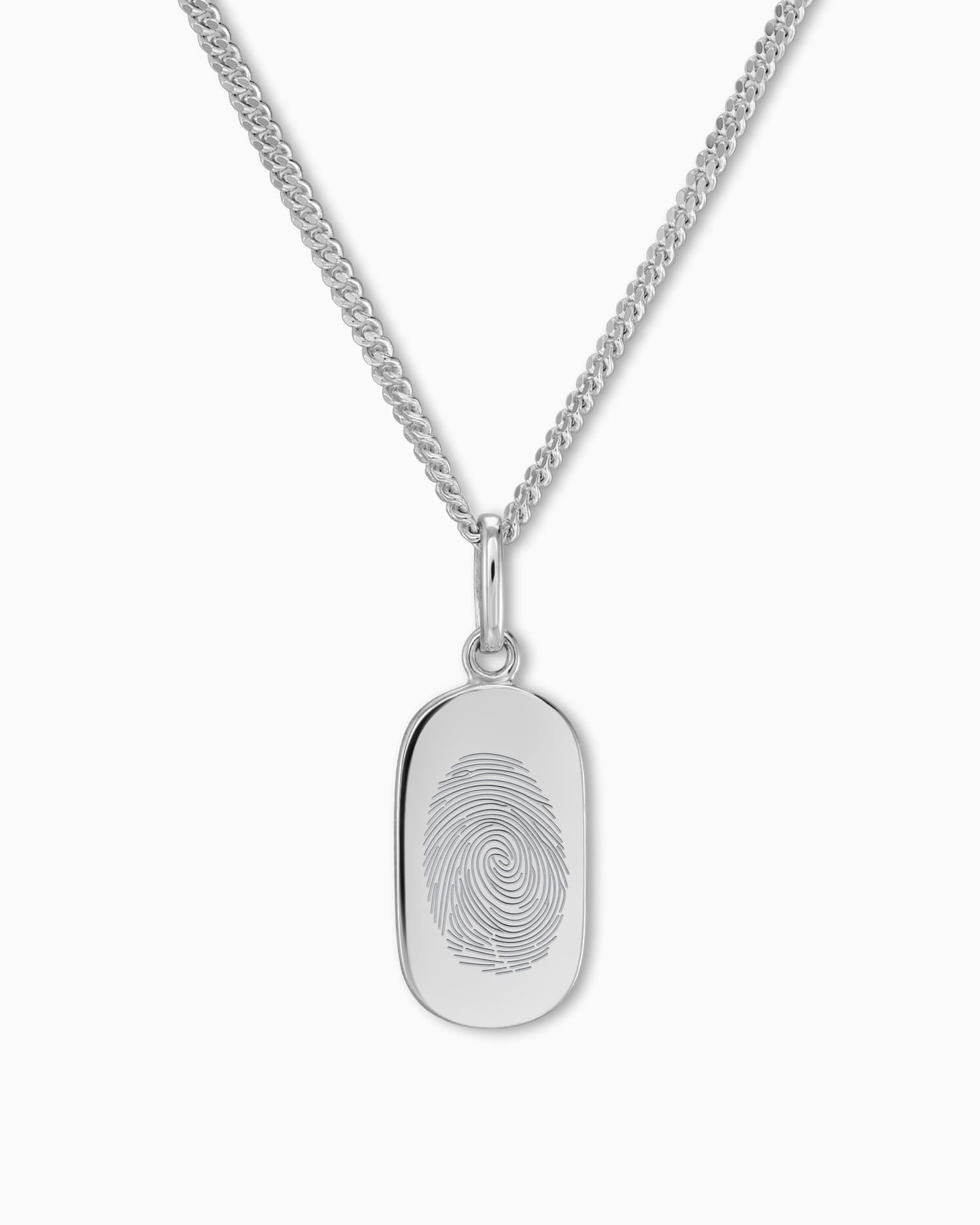 Fingerprint engraving plates necklace pendant oval