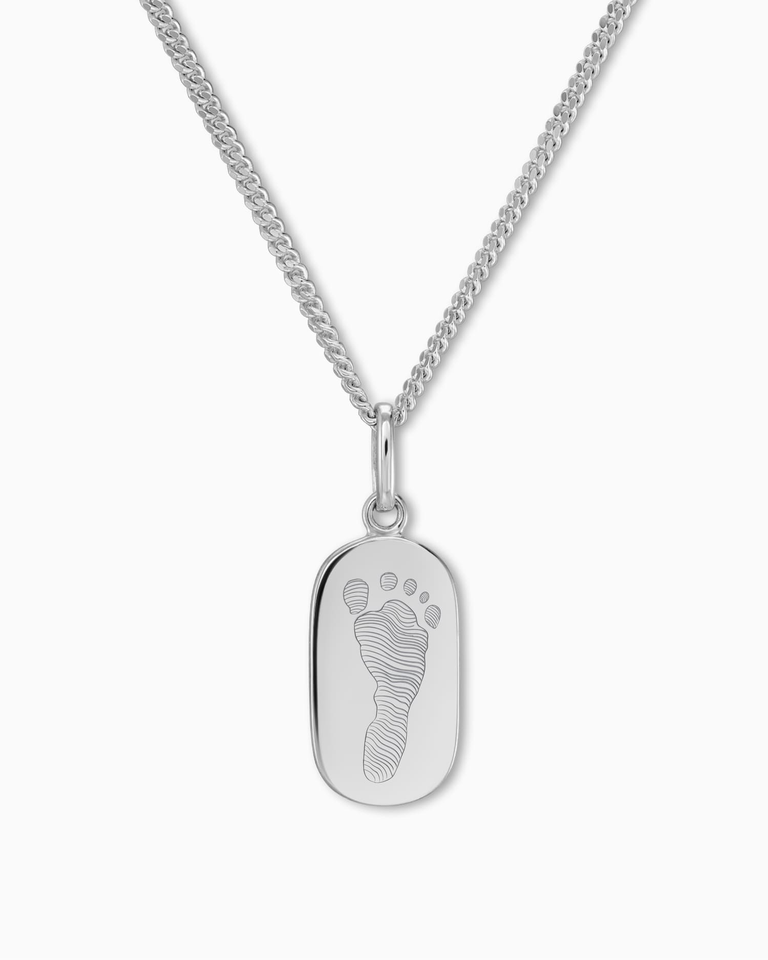 Footprint engraving plates necklace pendant oval