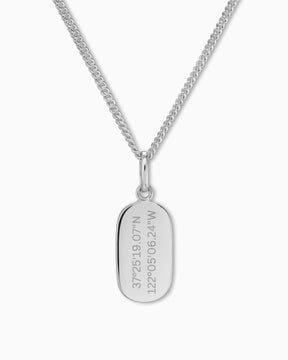 Coordinates engraving plates necklace pendant oval