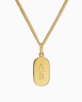 Initials engraving plates necklace pendant oval
