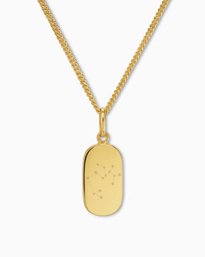 Zodiac sign engraving plates necklace pendant oval
