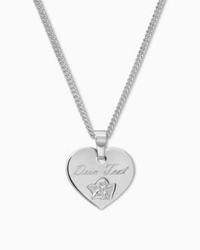 Engraving plates pendant necklace heart guardian angel