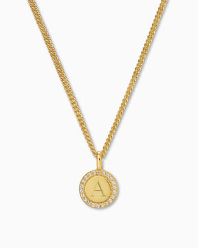 Engraving plates necklace pendant zirconia round