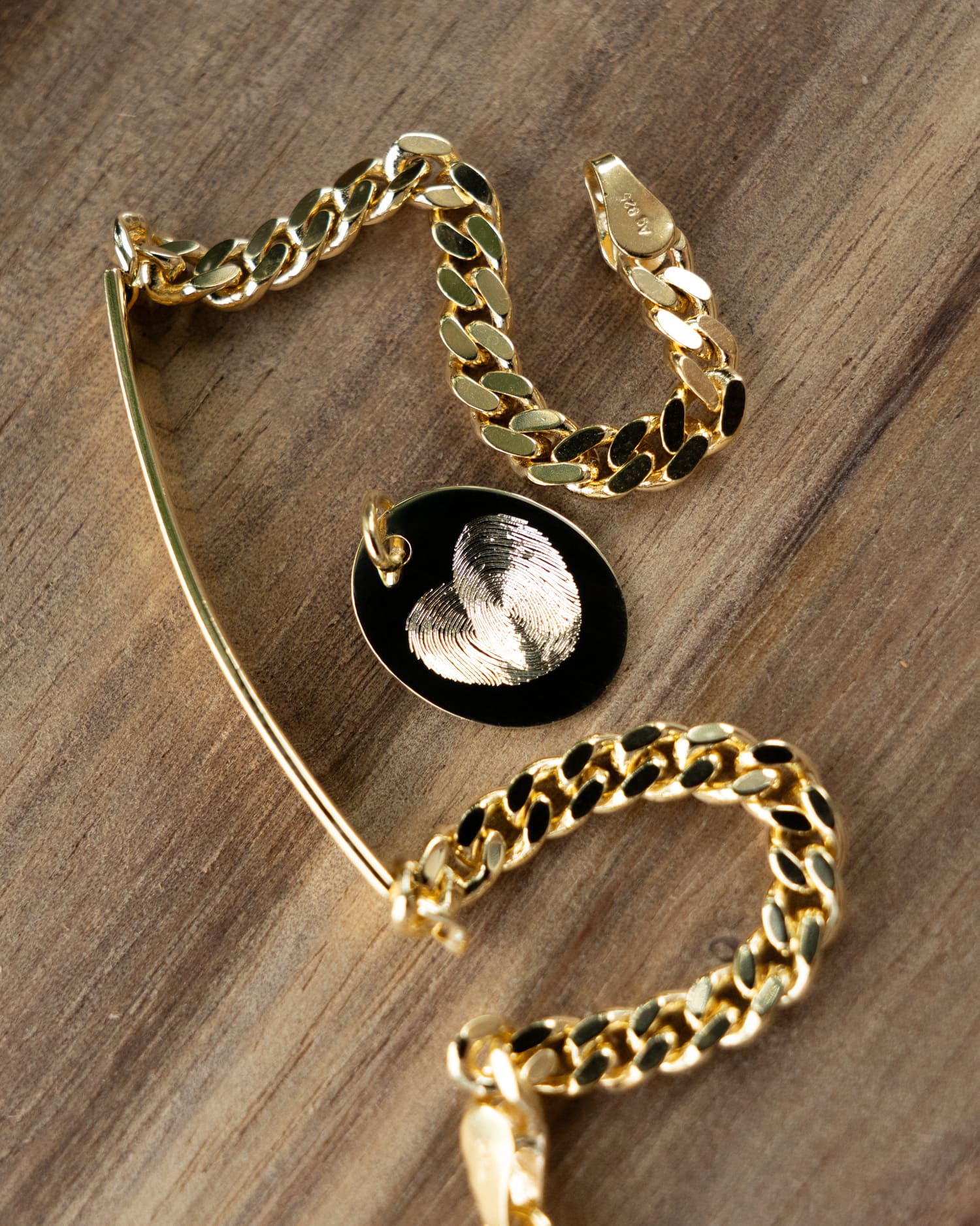 Fingerprint engraving plates necklace pendant oval