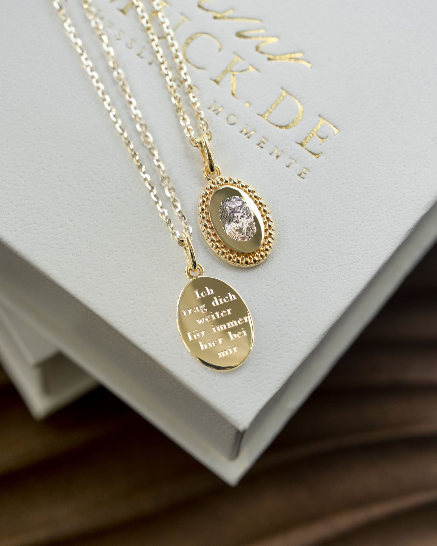 Fingerprint engraving plates necklace pendant oval