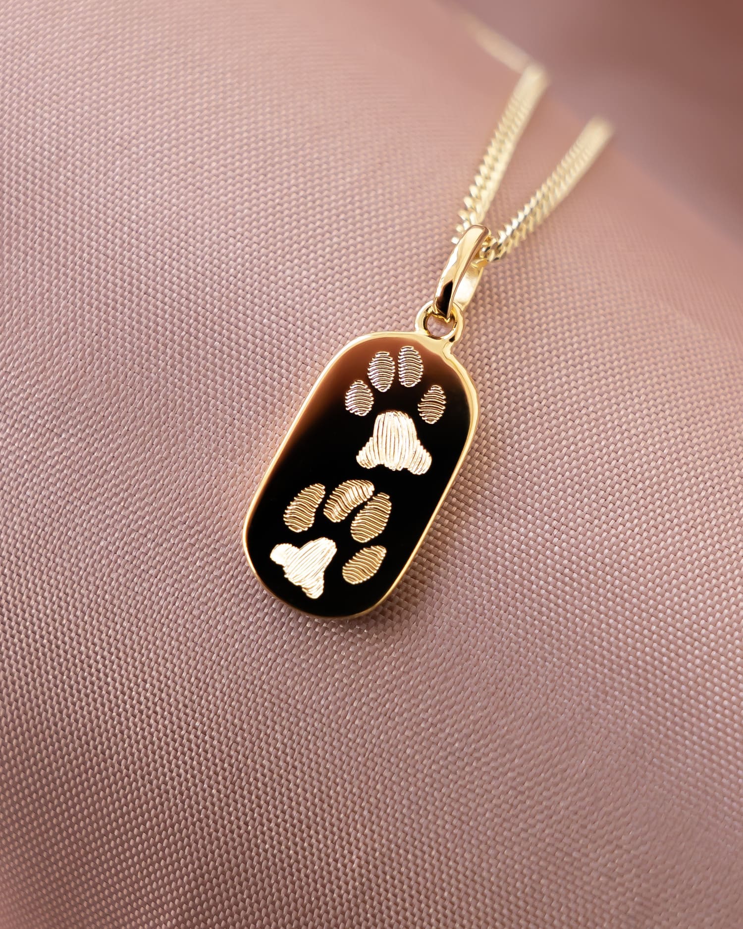 Paw print engraving plates necklace pendant oval