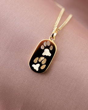 Paw print engraving plates necklace pendant oval