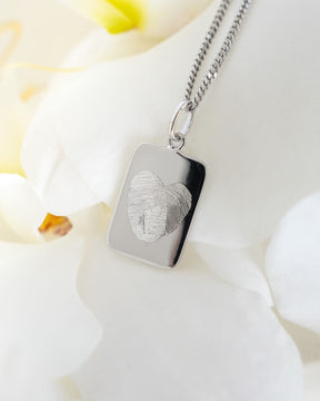 Fingerprint engraving plates necklace pendant square