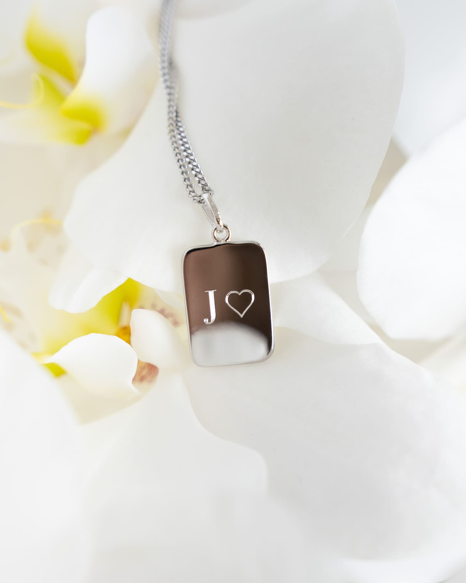 Initials engraving plates necklace pendant square