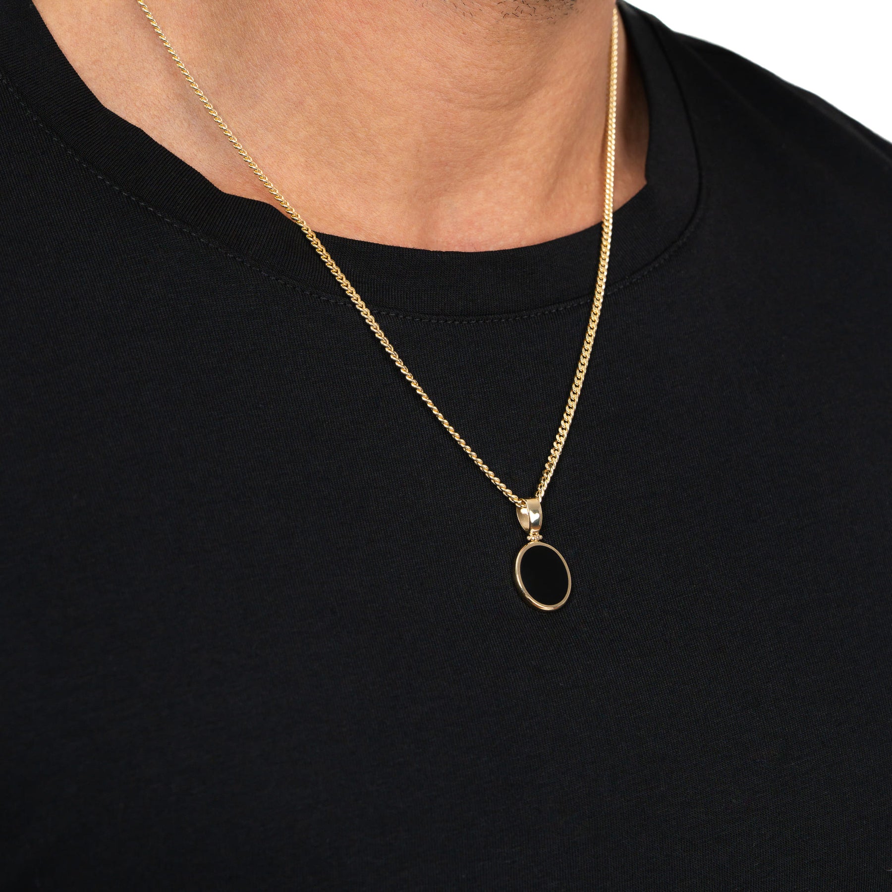 Onyx oval engraving plate necklace