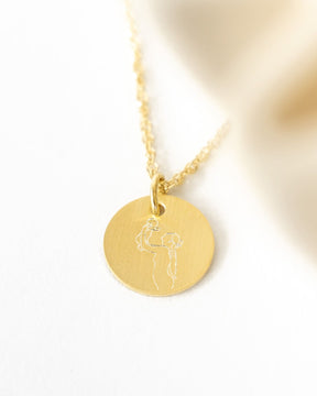 Engraving plates necklace pendant round 14mm