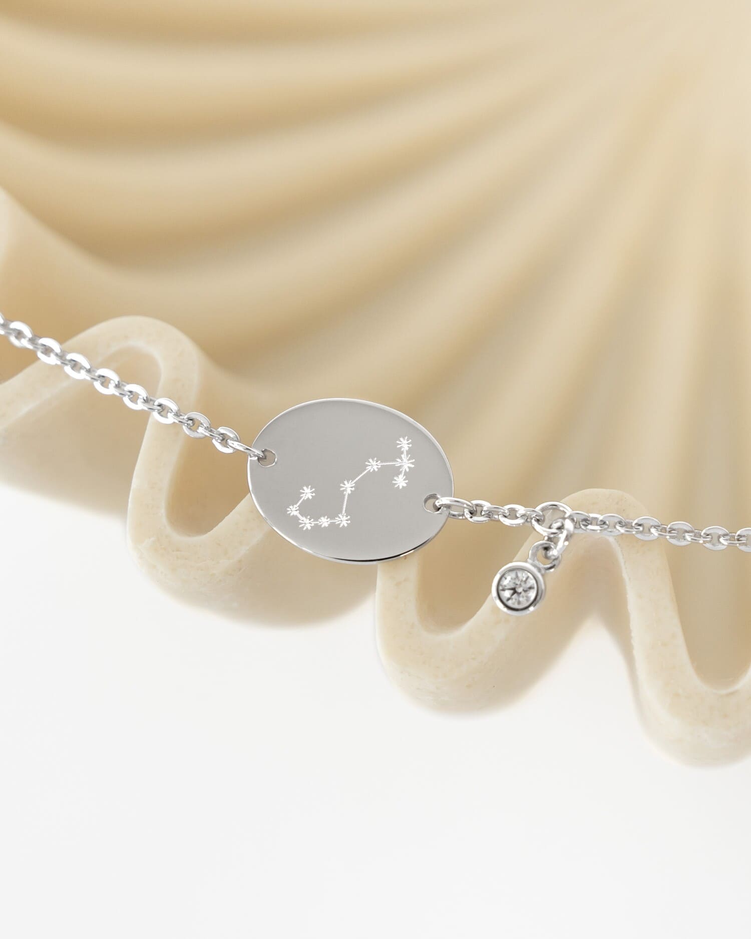 Zodiac sign engraving bracelet engraving plate oval zirconia