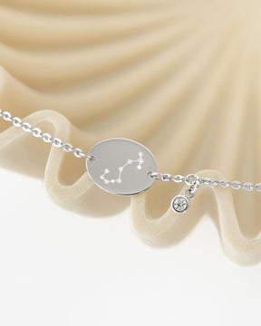 Zodiac sign engraving bracelet engraving plate oval zirconia