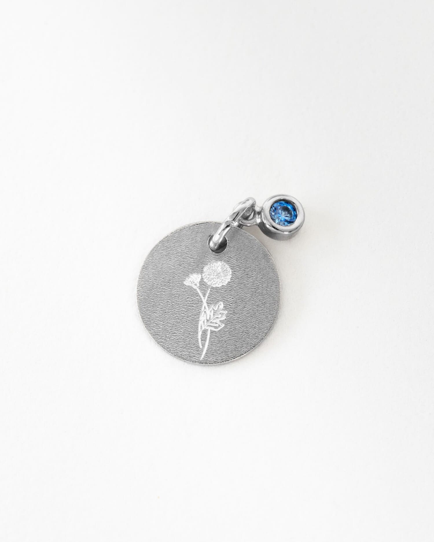 Engraving plates pendant necklace zirconia blue 12mm
