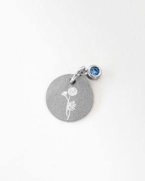 Engraving plates pendant necklace zirconia blue 12mm